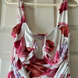 Fashion Nova Red and Purple Floral Dress